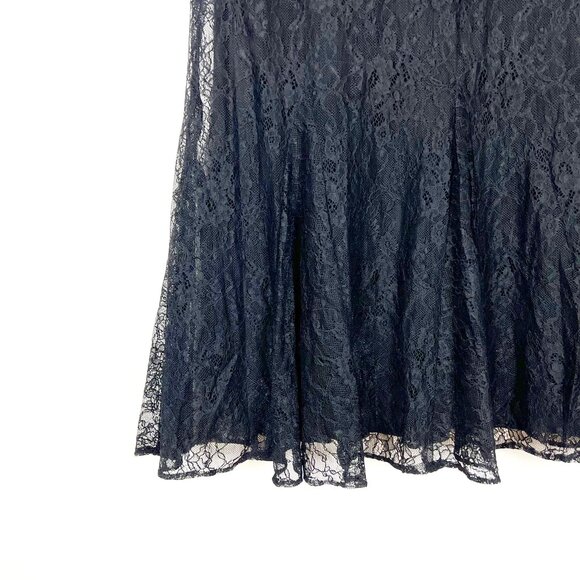 Lauren Ralph Lauren Lace Tank Dress Godet Hem Fairy Goth Black Women's Size 8 - Picture 4 of 13